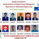 Students placed in Bajaj Auto Ltd