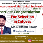 Sidhhant Pawar Placed at Infosys